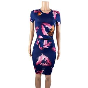 Go Your Own Way Feather Print Dress w/Matching Fanny Pack